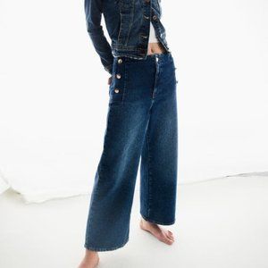 ZARA : CROPPED WIDE LEG BUTTONED JEANS